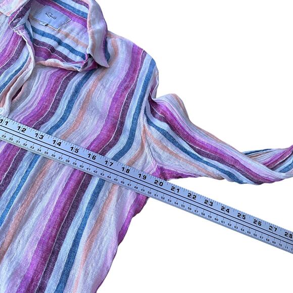 Rails Sydney Top Women’s XS Avila Striped Linen Blend Metallic Thread Button - Picture 10 of 12